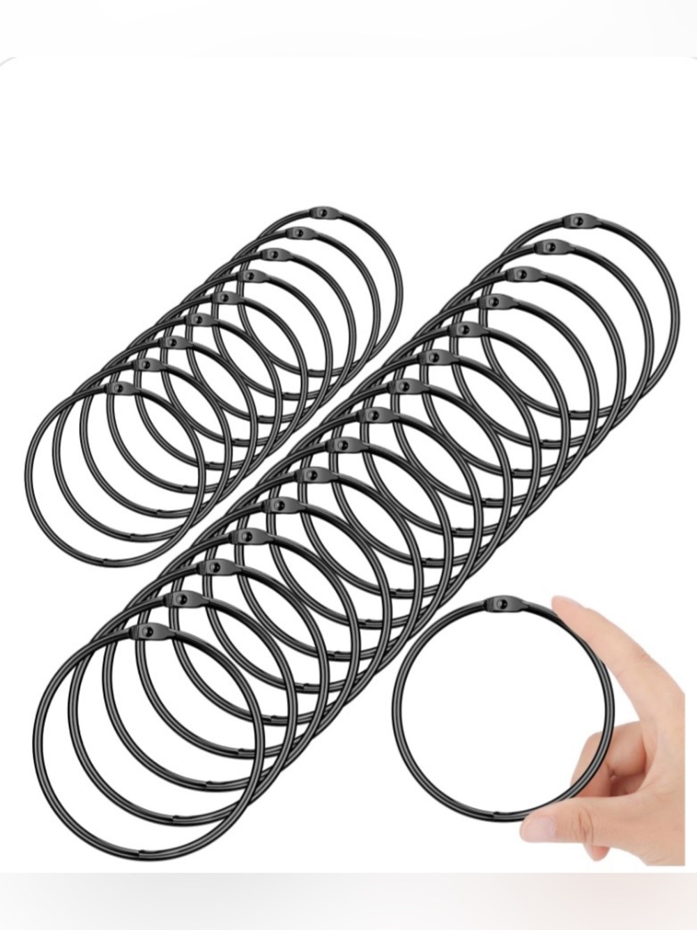 Loose Leaf Binder Rings Curtain Hooks Shower Rings BLACK Stainless Steel  (24pc)